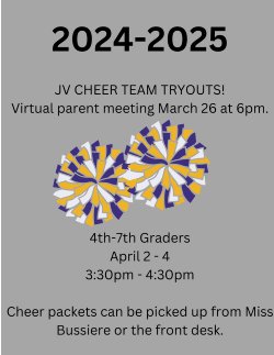 JV Cheer Tryouts - 3:30pm-4:30pm